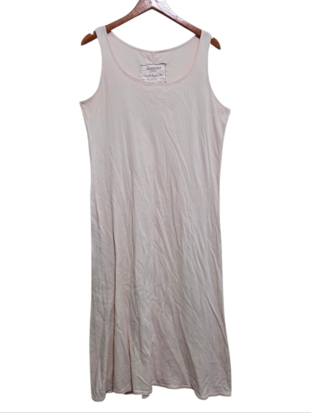 Alabama Chanin Scoop Neck Sleeveless Dress in Light Pink Size XL
